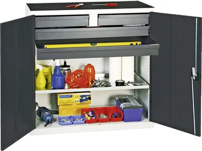 Zdjęcie produktu dla Szafka narzędziowa Stumpf S3000 RAL 7035/7016 4 szuflady półka taca