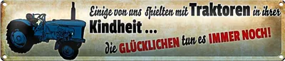 Produktbild von Blechschild Spruch 46x10cm Kindheit wir spielten Traktoren Dekoration