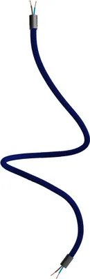 Image de Kit Creative-Cables Creative Flex : rallonge flexible (90 cm de long, Ø 10 mm) – Gaine en tissu RM20 bleu foncé et finitions noires – Avec embouts métalliques et accessoires