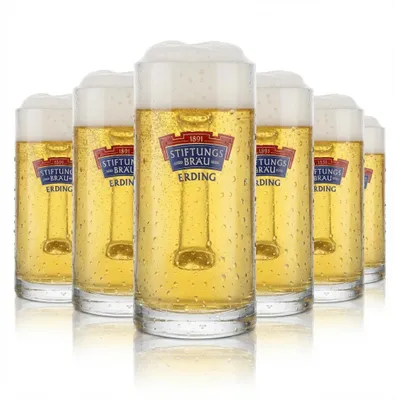 Produktbild von 6x Erdinger Weissbräu Glas 0,3l Krug Stiftungsbräu Gläser Set Brauerei Bayern