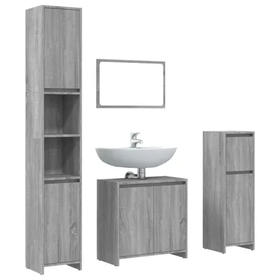 Produktbild von 4-tlg. Badmöbel-Set Grau Sonoma Holzwerkstoff