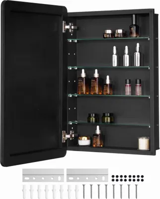 Obrázek produktu pro Skříňka na léky se zrcadlem a nastavitelnými policemi - Skříňka na léky 508x126x762mm - Úložné řešení pro koupelnu