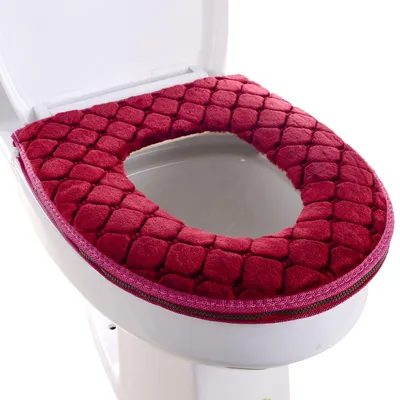 Produktbild von WC-Sitzauflagen, weiche, dickere, wärmere, waschbare Stoff-WC-Sitzauflagen für das Badezimmer, wiederverwendbare WC-Sitzauflage