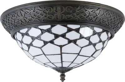 Zdjęcie produktu dla Clayre & Eef Lampa sufitowa Tiffany Ø 38x19 cm Biało-brązowe szkło
