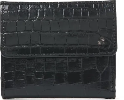 Produktbild von dR Amsterdam Ledergeldbörse Damen klein mit RFID-Schutz | Kompakte Damengeldbörseund Kartenhalter | Croco - 25535 Black