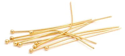 Produktbild von Vintageparts Kugelkopfstifte 304 Edelstahl goldfarben, 40 mm, 10 Stück