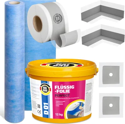 Produktbild von Dichtset für Duschabdichtung Bad Abdichtung Dichtband Flüssigfolie 12kg HALBAU H26