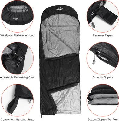 Produktbild von 95% weisse Gaensedaunen Leichter Schlafsack 210x80cm mit Kompressionssack fuer Rucksacktouren Camping Wandern Reisen