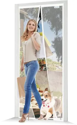 Image de Moustiquaire pour porte-fenêtre - Anti-insectes - Magnétique - 130 x 230 cm - Blanc