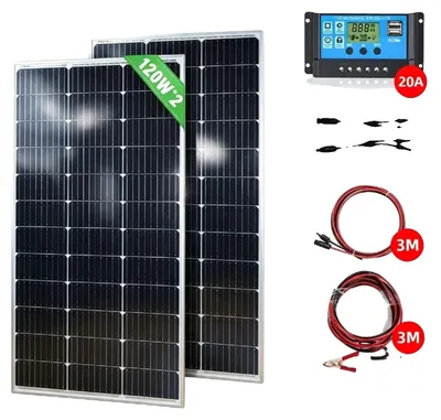 Zdjęcie produktu dla Zestaw paneli słonecznych, moc 240W, wysoka wydajność, zestaw 240W, 1 sztuka