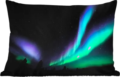 Produktbild von MuchoWow® Outdoor Kissen - Nordlichter - Park - Kanada - 50x30 cm - Wetterfest - Lounge Kissen - Sofa kissen - Wohnzimmer Dekoration