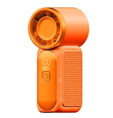 Produktbild von Tragbarer Mini-LED Anzeige Handventilator USB-Wiederaufladbar Ultraleise Tischventilator Orange