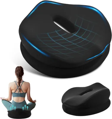 Obrázok produktu pre Ortopedický sedák – Ergonomická podložka – Pohodlné sedenie – Dvojvrstvový dizajn – 43 x 41 x 9 cm – Čierna farba