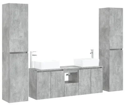 Produktbild von Badezimmermöbel-Set 5 stk. Betongrau 33 x 34,5 x 160 cm