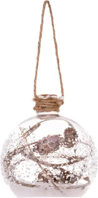 Produktbild von Gefüllte Weihnachtskugel mit Frosteffekt Christbaumschmuck braun-weiß 9 cm -