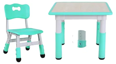 Obrázok produktu pre Detský stôl a stoličky, výškovo nastaviteľné, ergonomický dizajn, zelená farba