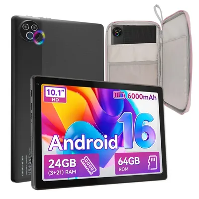 Obrázek produktu pro Tablet JENBIZZ, 10 palců, 24 GB RAM, 64 GB ROM, Android 16, Wi-Fi 6, Bluetooth 5.4, s růžovým pouzdrem