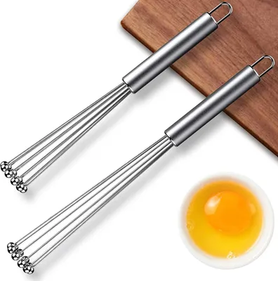 Image de 2 pièces,acier,inoxydable,boule,fouet,fil,oeuf,fouet,set,Convient,Pour,cuisine,cuisiner,remuer,fouetter,battre,(10,pouces,et,12,pouces)