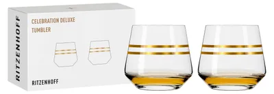 2er-Set Champagnergläser 200 ml, Kristallglas, Goldstreifen