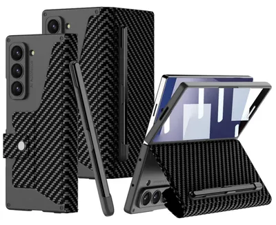 Immagine prodotto di Per Samsung Galaxy Z Fold7 5G GKK Armor Flip Custodia in pelle con portapenna Carbonio