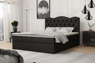 Produktbild von FEDVE Boxspringbett Schlafzimmerbett ROYAL mit 2 Bettkästen, Doppelbett mit Bonell-Matratze und Topper 160x200