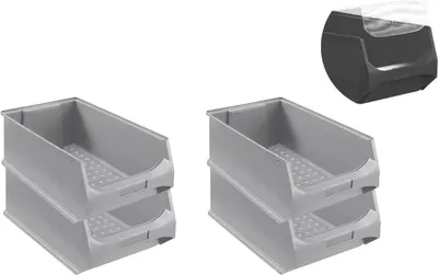 Produktbild von SuperSparSet 4x Graue Sichtlagerbox 5.0 mit Abdeckung | HxBxT 20x30x50cm | 21,8 Liter | Sichtlagerbehälter, Sichtlagerkasten, Sichtlagerkastensortiment, Sortierbehälter