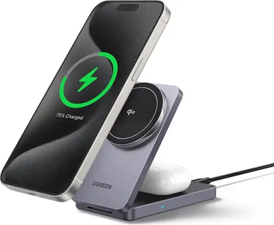 Produktbild von UGREEN 2-in-1-Ladegerät für drahtlose Netzwerke W706, 20 W, 1,67 A, schwarz