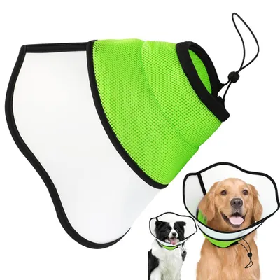 Produktbild von Hundekragen S – Leckschutzkragen für Hunde & Katzen – Verstellbare Halskrause – Schutz vor Lecken & Beißen – Grün – Halsumfang 19–27 cm