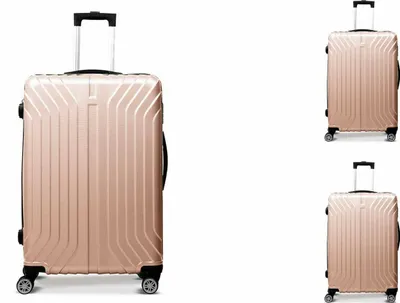 Produktbild von 3-tlg "vertical line" ABS Hartschalenkofferset Trolley Zahlenschloss Koffer 360 Grad Rollensystem Hartschale Reisekoffer mit 4 Doppelräder Rosegold