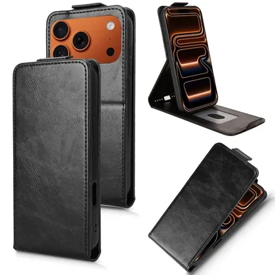 Produktbild von Flip Hülle für Apple iPhone 17 Pro Max Magnetische Wallet Kunstleder Schwarz