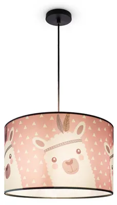 Produktbild von Kinderlampe Deckenlampe LED Pendelleuchte Kinderzimmer Lampe Lama-Motiv, E27 Leuchten Farbe / Größe Pink (Ø45.5cm)
