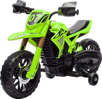Produktbild von Kinder Elektro-Motorrad, 6V Kindermotorrad mit Stützrädern, Kinderfahrzeug mit Hupe und Startgeräusch, 3 km/h, für 3-8 Jahre Kinder, max. 30 kg, Grün