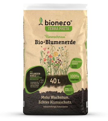 Produktbild von Blumenerde Bienenschmaus torffrei 40l für blühende Pflanzen und bienenfreundliche Gärten