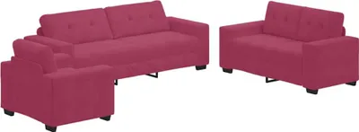 Image de vidaXL Ensemble de canapés 3 pièces Wind Rouge 221 x 80 x 80 cm Velours