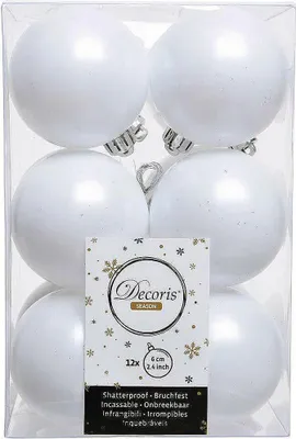 Image de Boules Noël Blanches ø6cm Décoration De Noël Classique Et élégante - Decoris