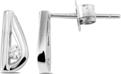Produktbild von 925/- Echt Silber Ohrstecker "Dana" mit Zirkoniabesatz, 925/rhodiniert