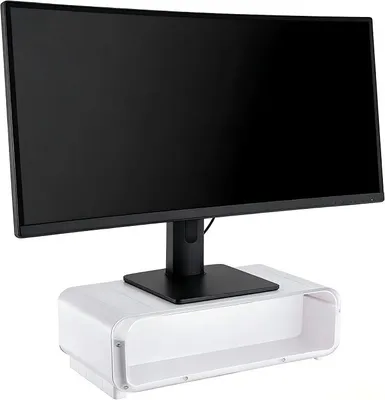 Productafbeelding van PolkaHome® Monitorstandaard Laptopstandaard met lade, beeldschermverhoging 37x21x13 cm, ergonomisch, wit