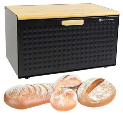 Produktbild von Brotkasten Brotbehälter VINTO Brotbox Brot Aufbewahrung Box Kiste Stahl Bambus