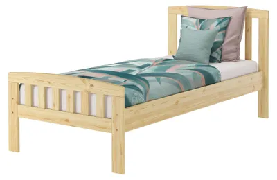 Produktbild von Klassisches Kieferbett natur 90x200 Einzelbett Singlebett Massivholzbett Zubehör wählbar V-60.57-09ohne Zubehör