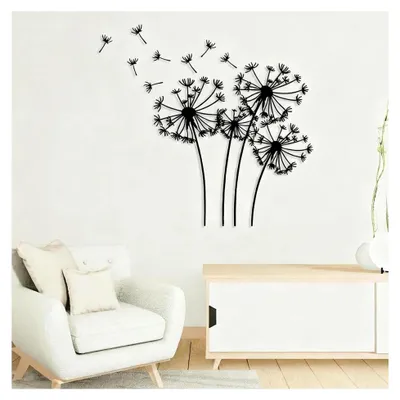 Produktbild von Metall Wandkunst Pusteblumen Wanddeko, Handgefertigte Wandskulpturen für Wohnzimmer, Büro und Außendekoration, Schwarz