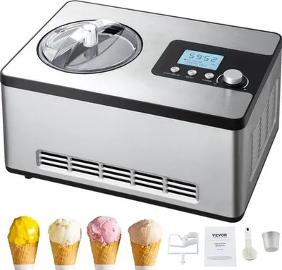 Zdjęcie produktu dla Maszyna do lodów - Automatyczny automat do sorbetów z wbudowanym kompresorem i pojemnością 2 kwarty - bez wkładów chłodzących