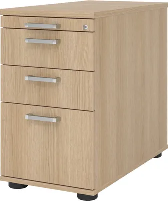 Produktbild von bümö office Standcontainer - mit Hängeregistratur - Griff: Chromgriff (Metall), Nachbildung: Eiche