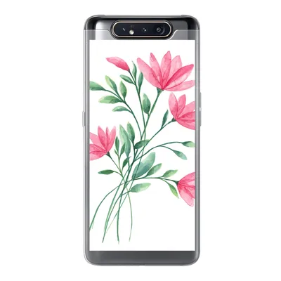 Produktbild von MuchoWow® Handyhülle Schutzhülle Hülle für Samsung Galaxy A80 Blumen - Aquarell - Rosa Silikon Softcase Handy Hülle - Schutzdeckel