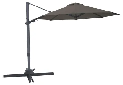 Image de Axi Solis Parasol Déporté Rond Ø 300 Cm, Aanthracite/Taupe | Pour Le Jardin / Terrasse Avec Armature Thermolaquée | Pied En Croix Et Housse De