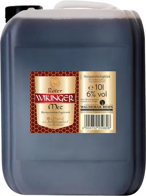 Produktbild von Original Wikinger Met | 1 x 10l im Kanister | Honigwein aus dem Wikingerland Haithabu mit Kirschsaft | fruchtig aromatisch | Das Original