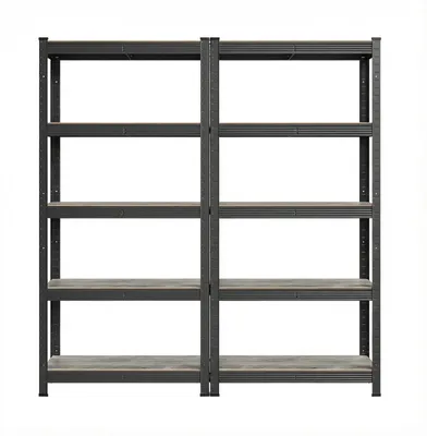 Image de Étagère 2 niveaux, bibliothèque, étagère de rangement | Noir naturel | 75 x 30 x 150 cm