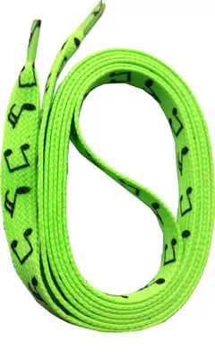 Produktbild von SNORS bedruckte Schnürsenkel flach - NOTEN NEONGRÜN - 10mm - 140cm