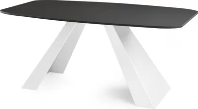 Produktbild von Esstisch Monte Weiß im Modern Stil, Rechteckiger Tisch - Ausziehbar von 160 cm bis 200 cm, Pulverbeschichtete Weiße Metallbeine - 160 x 80 cm - Schwarz