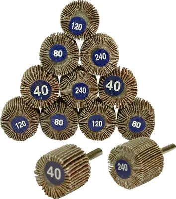 Produktbild von 12 tlg. Schleifmop Lamellenschleifer Fächerschleifer Schleifwalzen Set Satz 60 mm