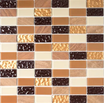 Produktbild von Mosaikfliese selbstklebend Transluzent Stein beige braun Rechteck Glasmosaik Crystal Stein beige braun MOS200-4MS75_f